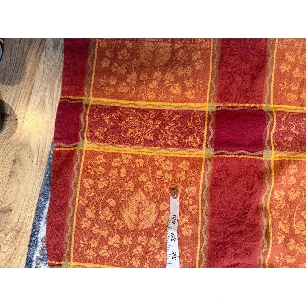 Fall Tablecloth Cotton Maple Leaf Burnt Orange Plus 7 Matching Napkins 52
